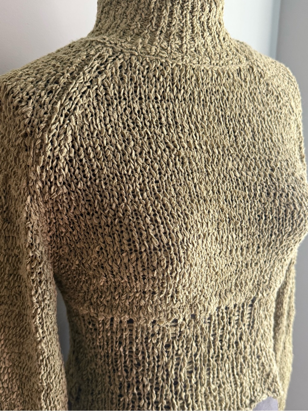 SHEIN Olive Green Cropped Turtleneck Sweater - Picture 3 of 4